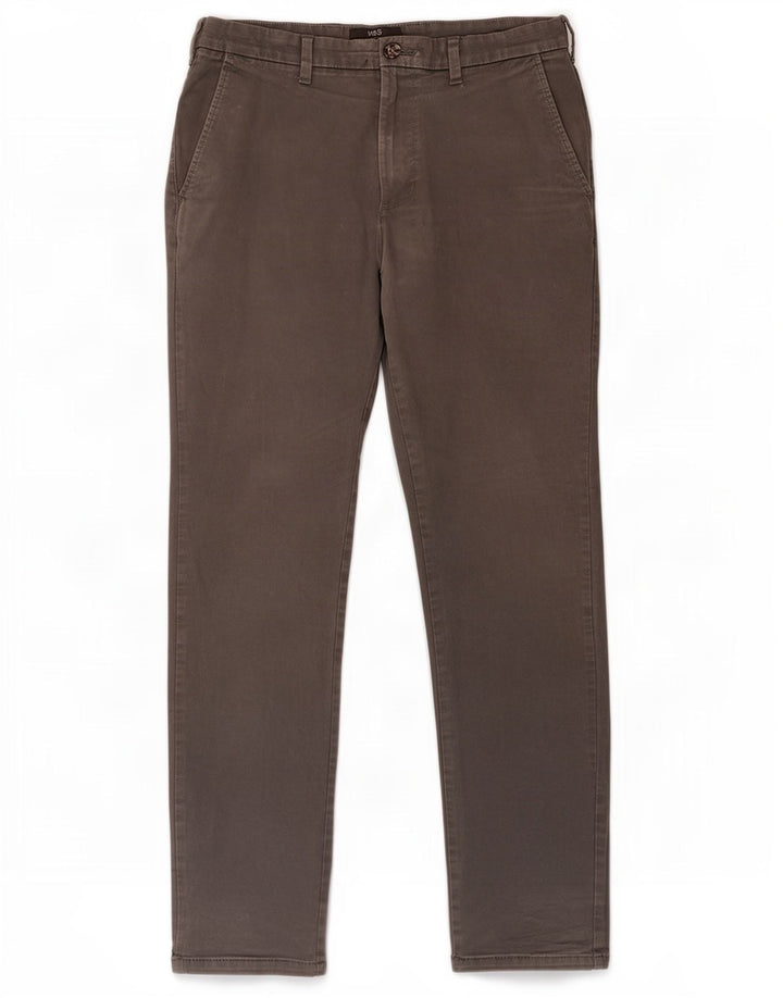 Marks & Spencer Slim Chino-Hose für Herren, W32, L31, graue Baumwolle