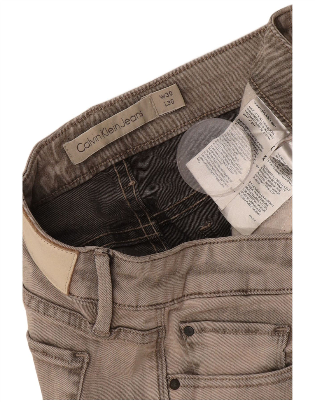 CALVIN KLEIN Damen Slim Jeans W30 L30 Graue Baumwolle