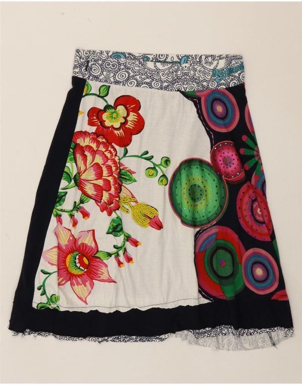 Desigual Damen A-Linienrock Medium W28 Marineblaue Blumenbaumwolle