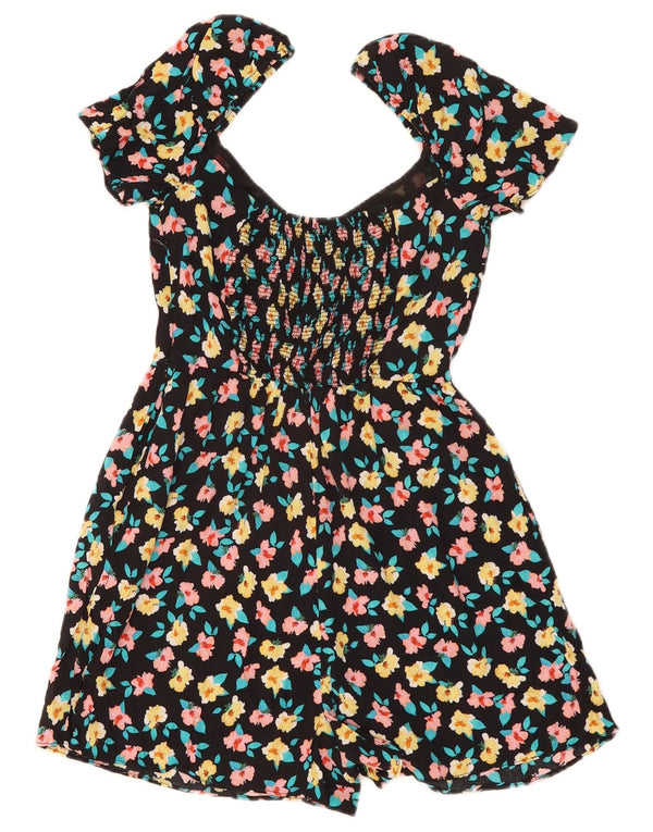 Zara Damen Playsuit UK 8 Small Schwarz geblümt