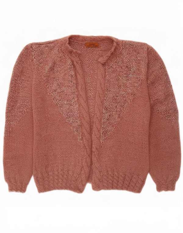 Vintage Damen Übergroßer offener Cardigan Pullover UK 18 XL Rosa meliert
