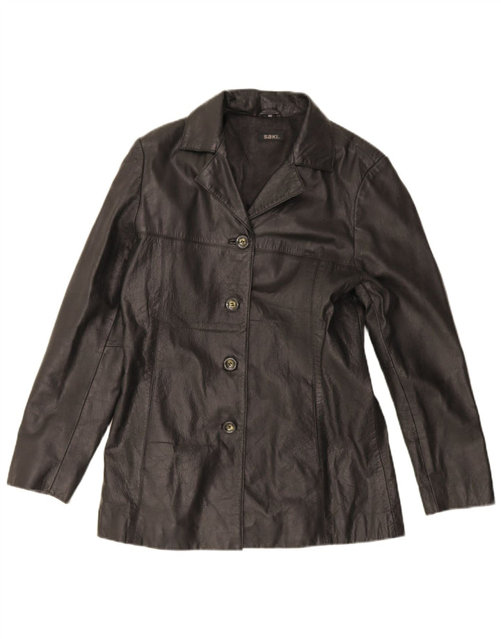 Saki Damen Lederjacke EU 40 Mittelschwarzes Leder