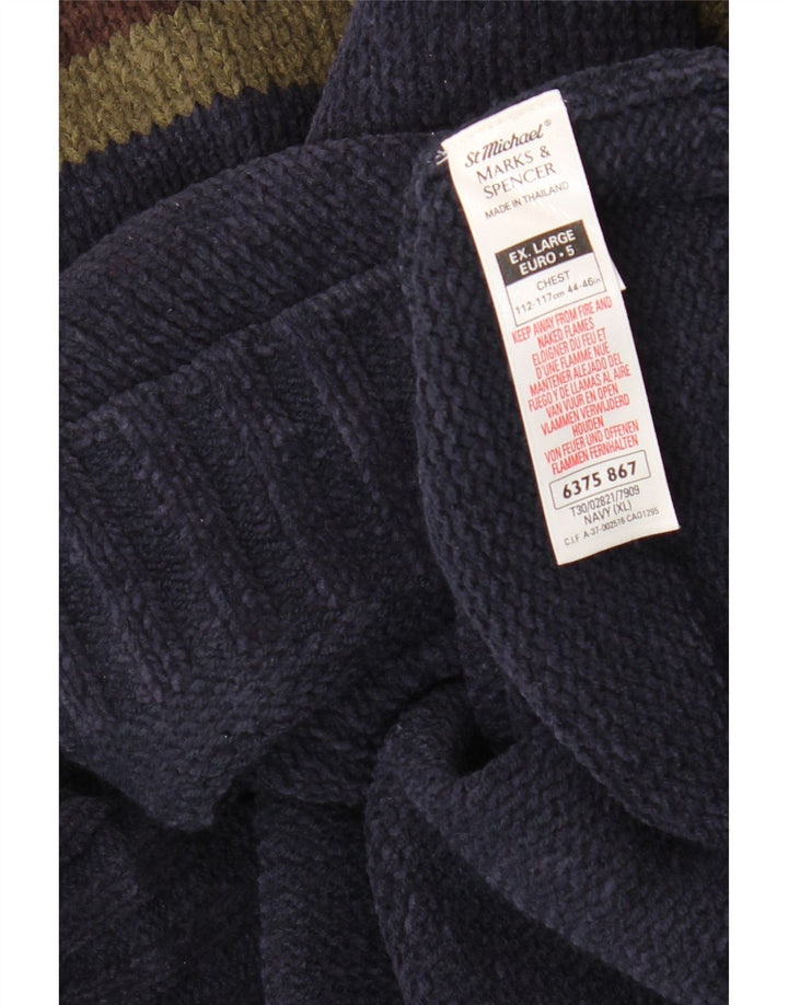 Marks & Spencer Herren-Pullover mit Rollkragen, XL, Marineblau, Farbblock
