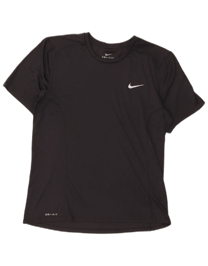 Nike Damen Dri Fit T-Shirt Top UK 14 Large Schwarz