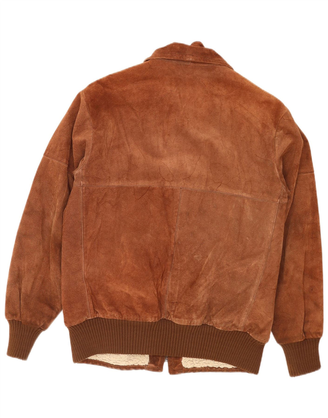 Piccini Herren Bomber-Wildlederjacke IT 48 Mittelbraunes Leder Retro