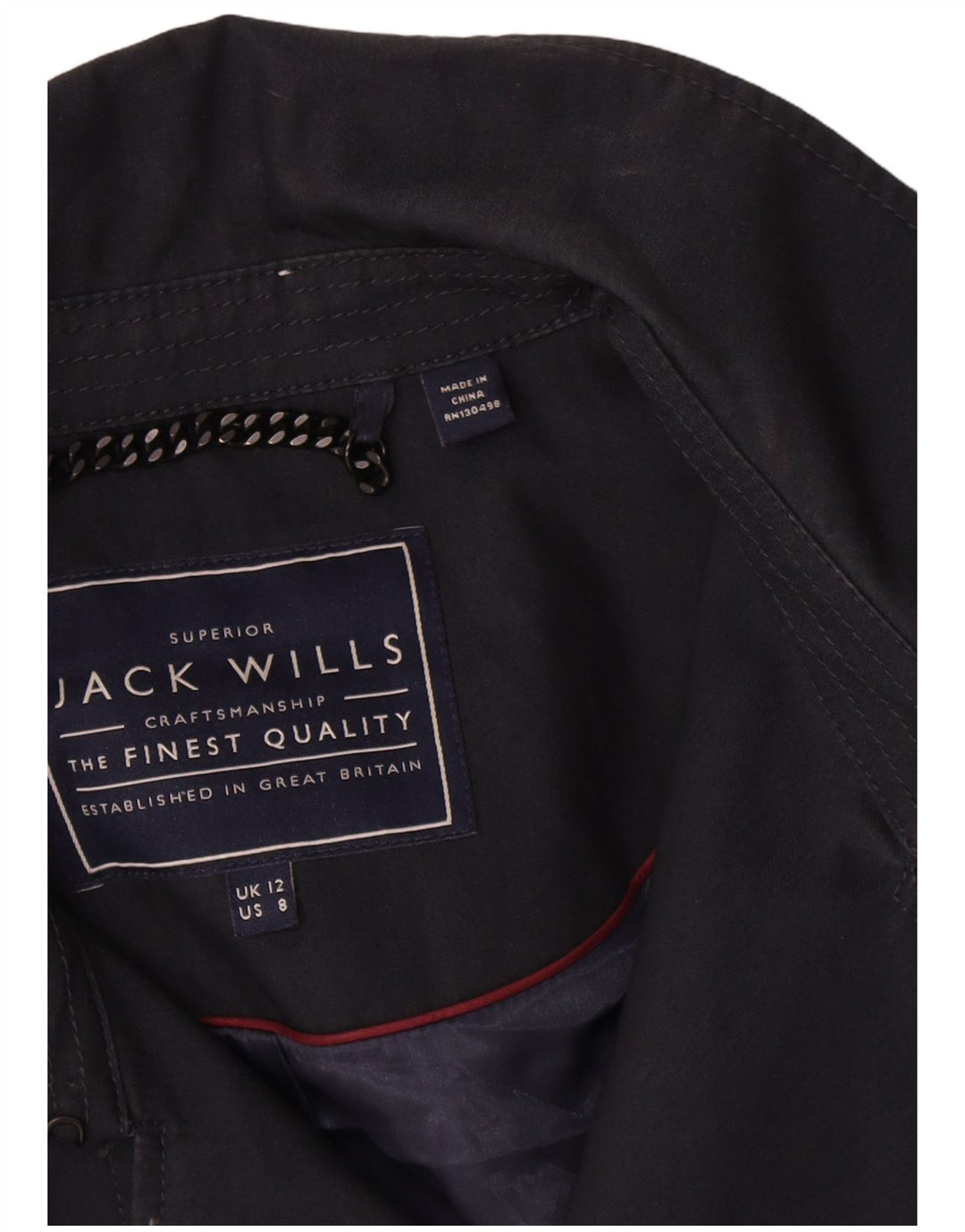 Jack Wills Damen Trenchcoat UK 12 Mittelblaue Baumwolle