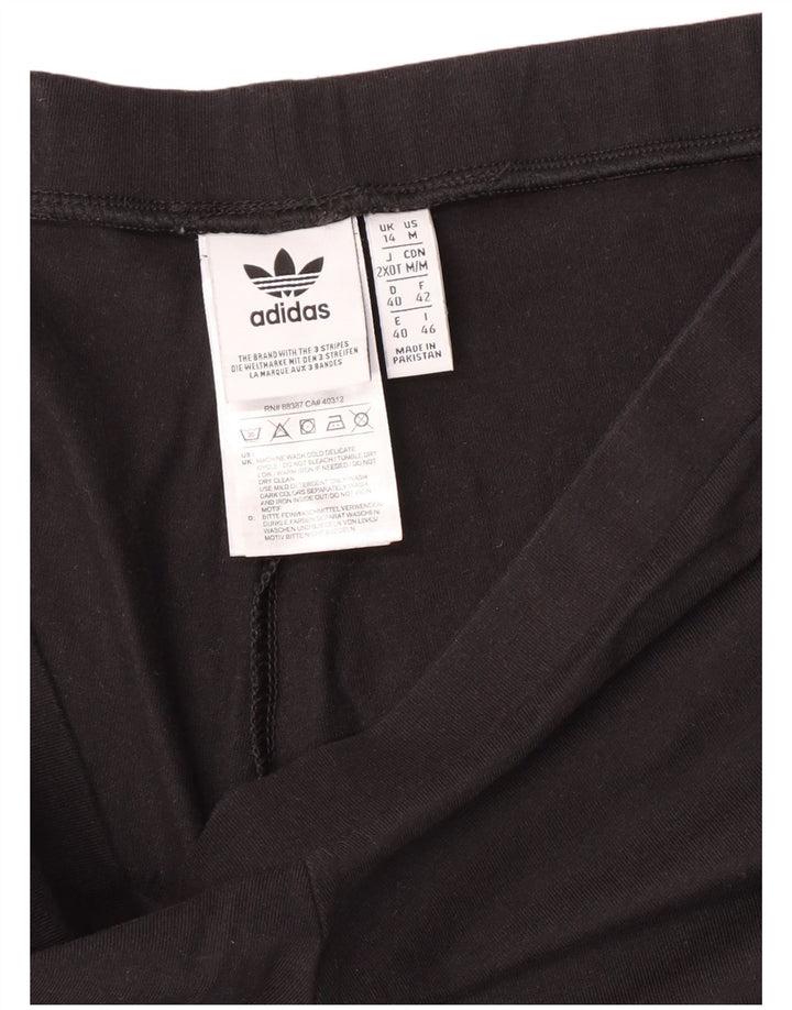 Adidas Damen Leggings UK 14 Medium Schwarz Baumwolle