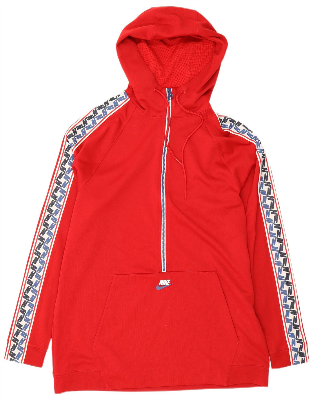 Nike Herren-Kapuzenpullover mit grafischem Reißverschluss und Rundhalsausschnitt, Mittelrotes Farbblock-Polyester