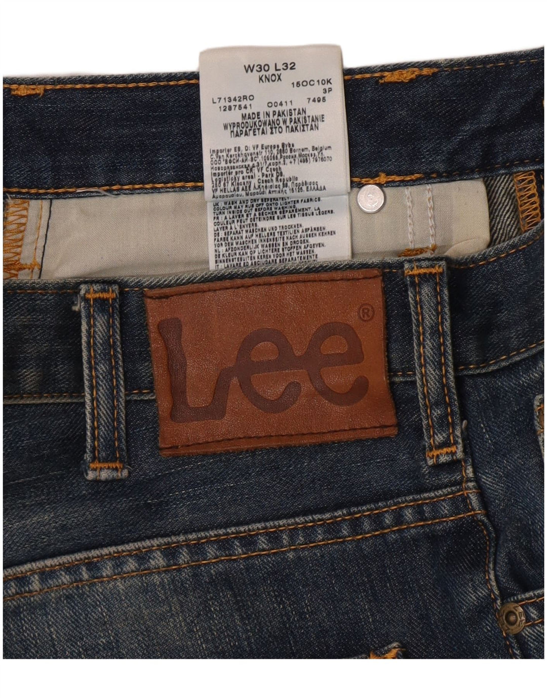 Lee Herren Knox Straight Jeans W30 L32 Blaue Baumwolle