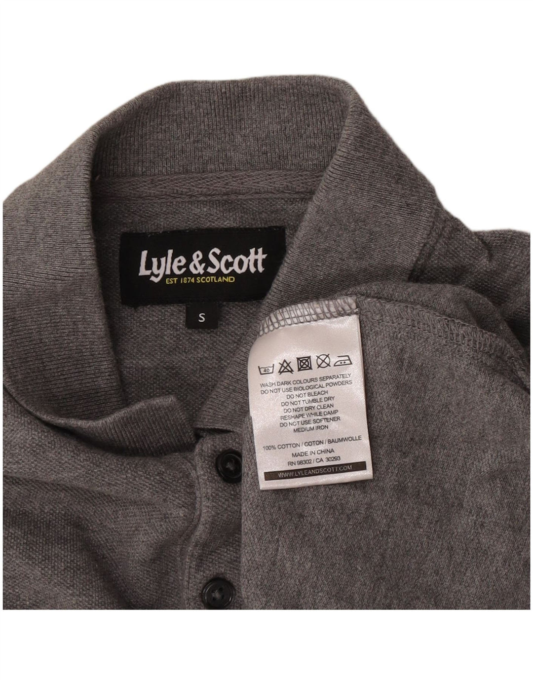 Lyle & Scott Herren-Langarm-Poloshirt, Größe S, Grau, Baumwolle