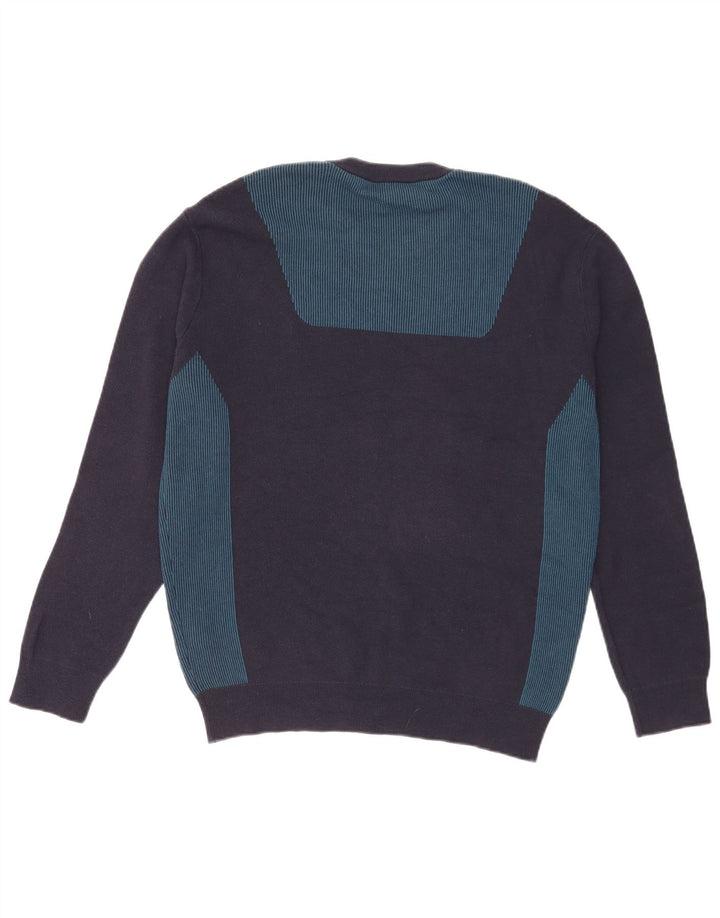 Lacoste Herren-Pullover mit Rundhalsausschnitt, Größe 4, Mittel, Marineblau, Farbblock