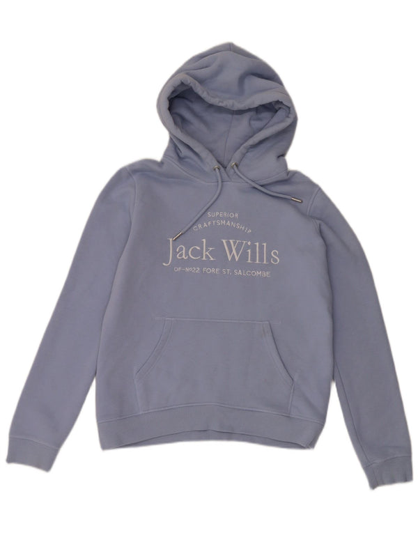 Jack Wills Damen-Kapuzenpullover mit Grafik, übergroß, Gr. 10, Blau, Baumwolle