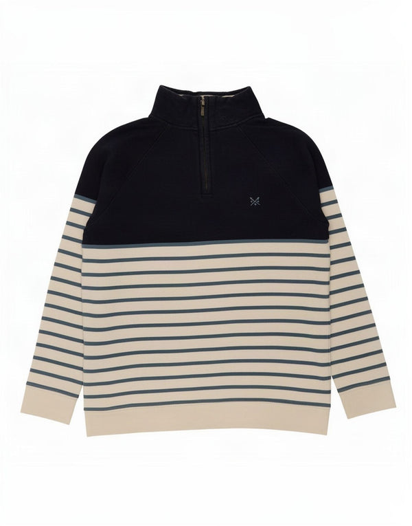Crew Clothing Damen-Sweatshirt mit Reißverschluss, Gr. 40, Größe L, blau gestreift