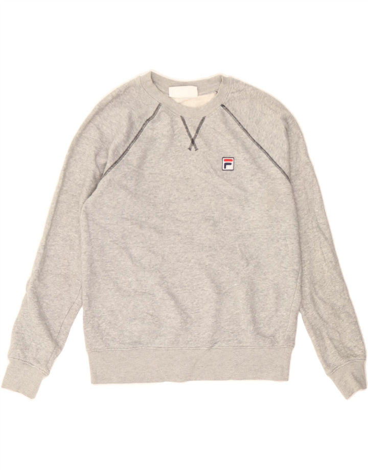 FILA Womens Oversized Sweatshirt Jumper UK 10 Small Grey Cotton Vintage Fila and Second-Hand Fila from Messina Hembry 