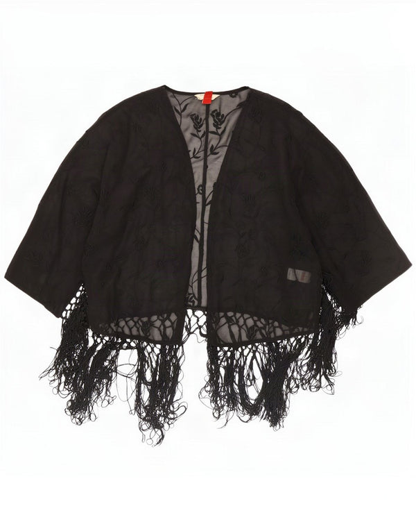 Falmer Damen-Strickjacke in Übergröße, durchsichtig, UK 14, Mittelschwarz mit Blumenmuster