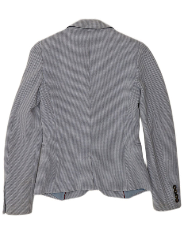 TOMMY HILFIGER Womens 2 Button Blazer Jacket US 2 XS Blue Check Cotton