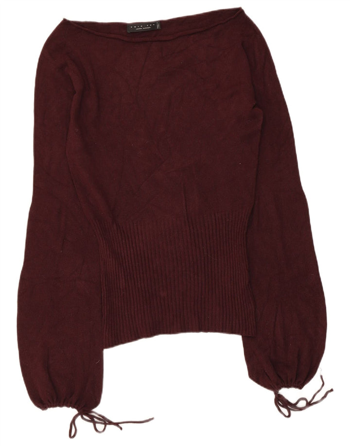 SIMONA BARBIERI Damen Twin-Set Top Langarm UK 12 Medium Maroon