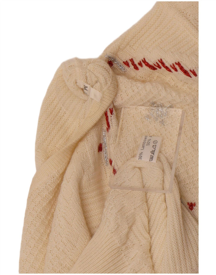 Vintage Damen Pullover mit U-Boot-Ausschnitt, Gr. 14, Mittelweiß