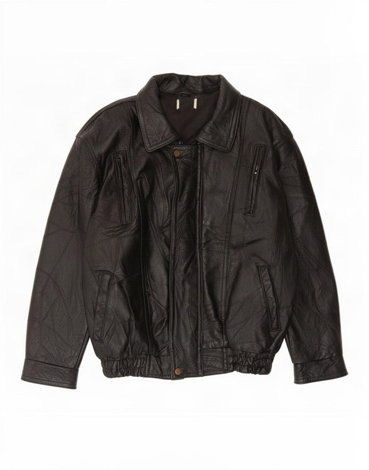 Vintage Herren Lederjacke UK 38 Medium Schwarz