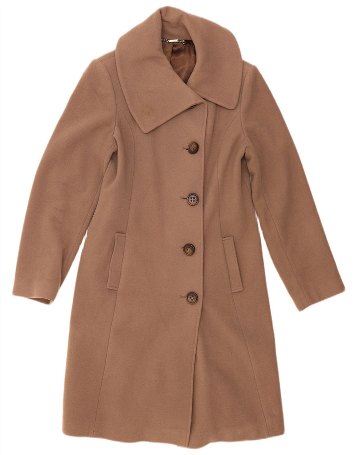 LAURA ASHLEY Womens Overcoat UK 14 Large Beige Wool