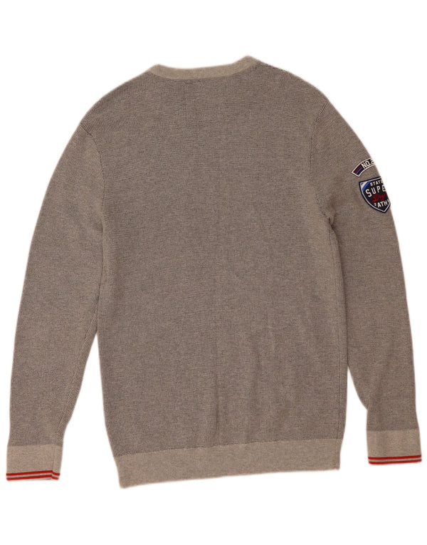 Superdry Damen Grafik-Sweatshirt-Pullover UK 18 XL Grau gefleckte Baumwolle