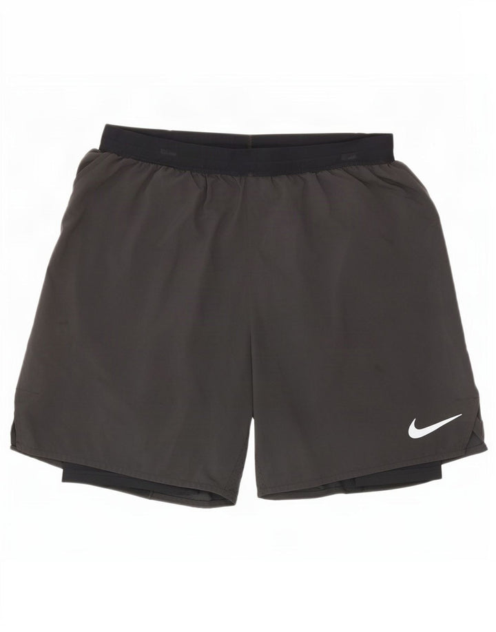 Nike Herren Dri Fit Sportshorts, großes graues Colourblock-Polyester