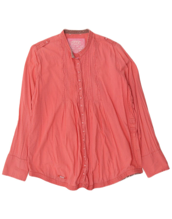 Superdry Damen Militär-Smokinghemd UK 16 Large Rosa Baumwolle