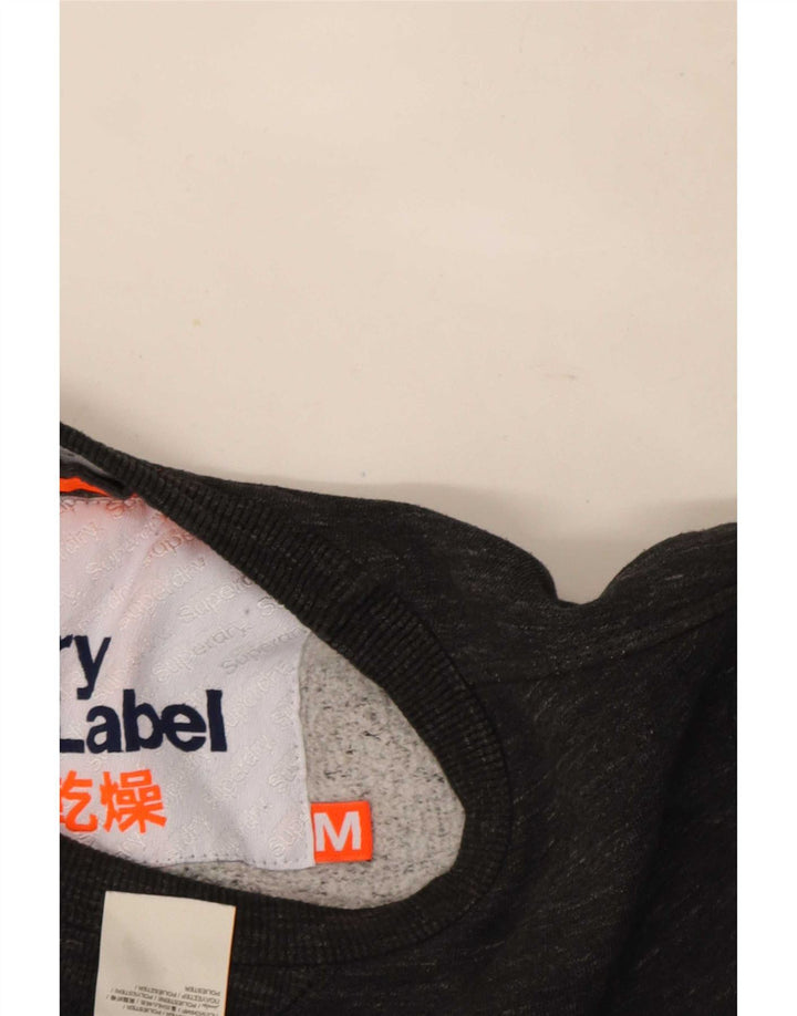 Superdry Herren-Sweatshirt-Pullover aus mittelgrau gefleckter Baumwolle