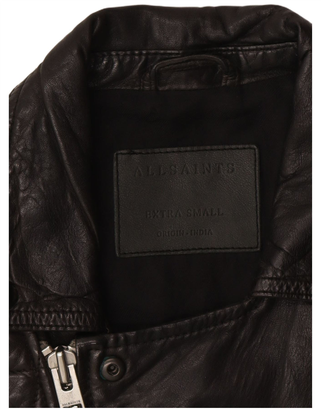 All Saints Herren-Leder-Bikerjacke, UK 36, kleine schwarze Leder-Bikerjacke