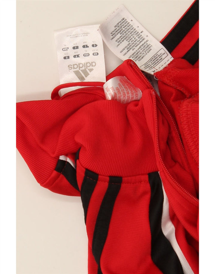 ADIDAS Boys Tracksuit Top Jacket 15-16 Years Red Colourblock Polyester