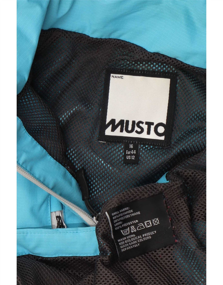 Musto Damen-Regenjacke mit Kapuze, UK 16, Größe L, Blau, Polyamid