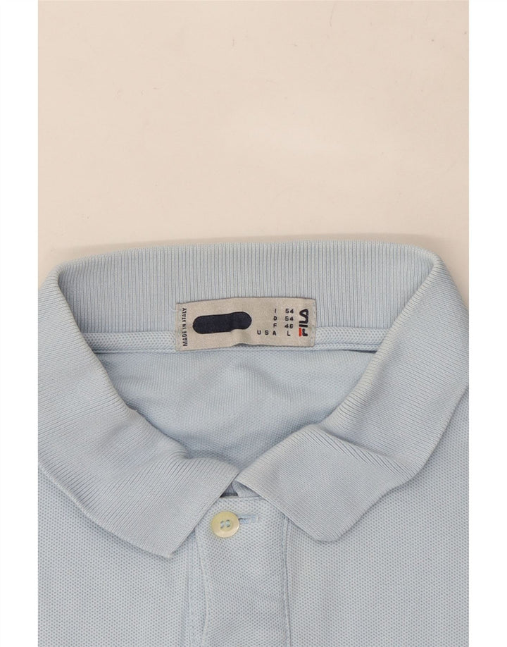 FILA Herren-Langarm-Poloshirt, Größe L, Blau