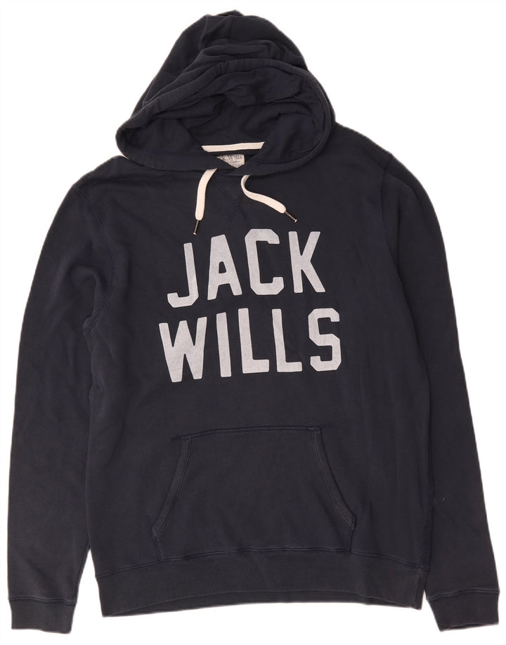 Jack Wills Herren-Kapuzenpullover mit Grafik, mittelgroß, marineblau, Baumwolle