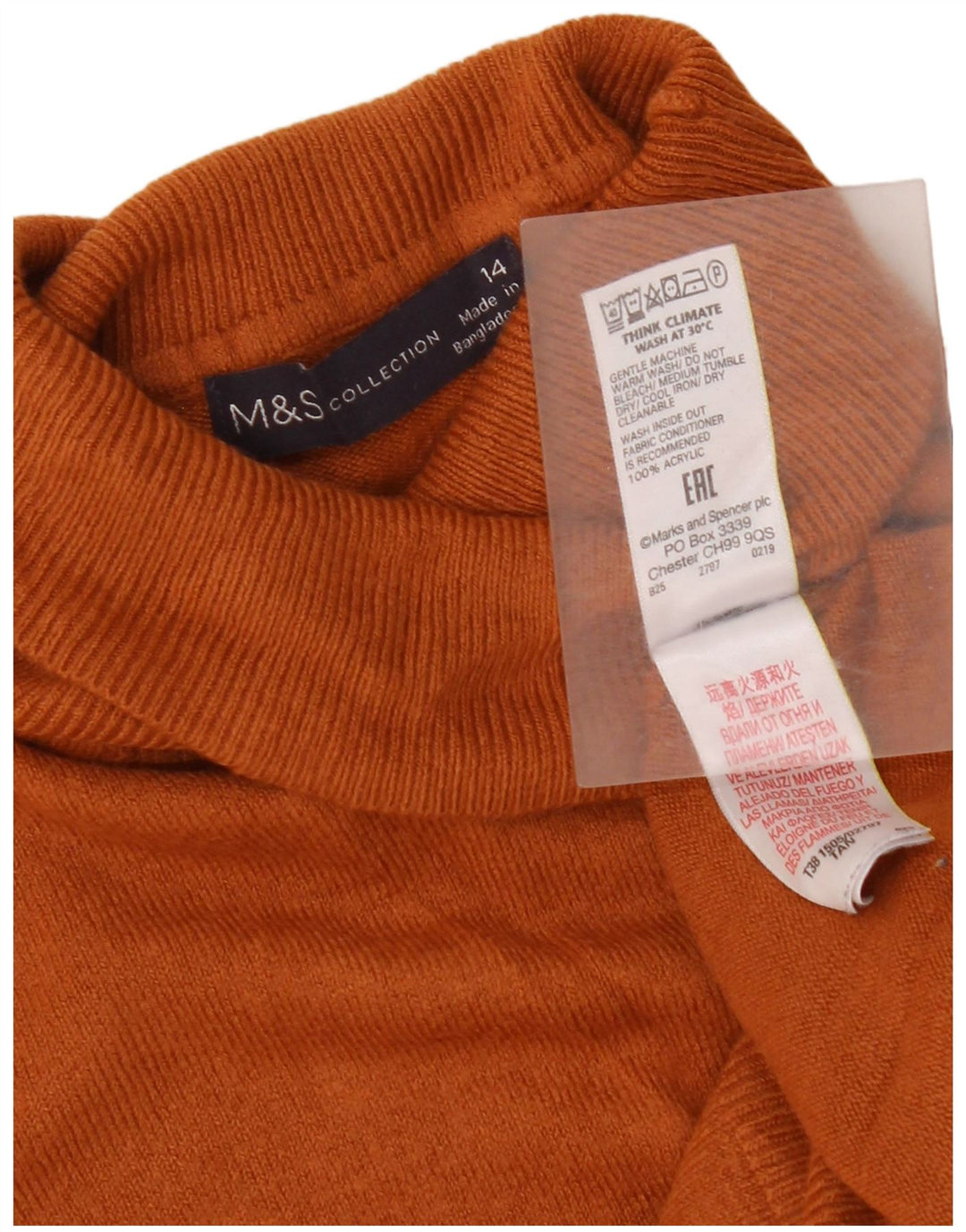 Marks & Spencer Rollkragenpullover für Damen, Gr. 14, Größe L, Braun, Acryl
