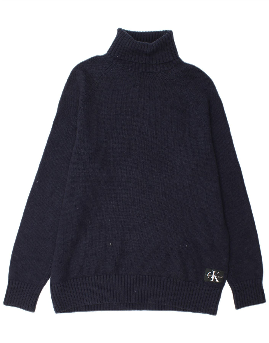 Calvin Klein Jeans Herren-Rollkragenpullover aus mittelblauer Baumwolle