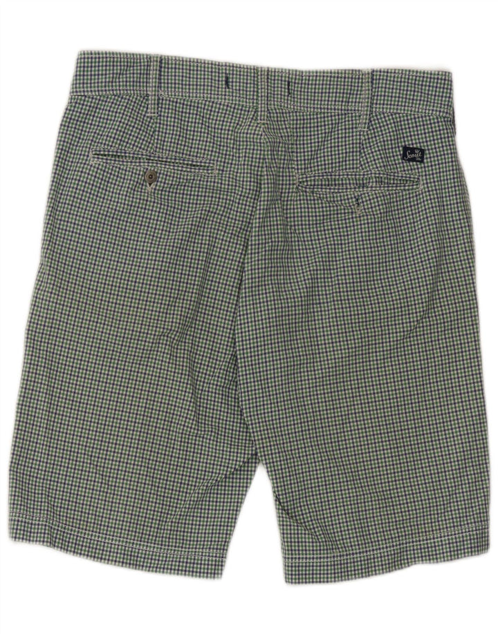 Scout Herren-Chinoshorts, Größe L, W34, grün kariert, Baumwolle