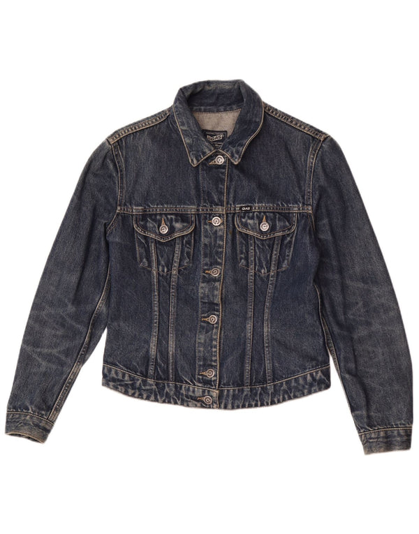 Gas Womens Crop Denim Jacke UK 12 Mittelblaue Baumwolle