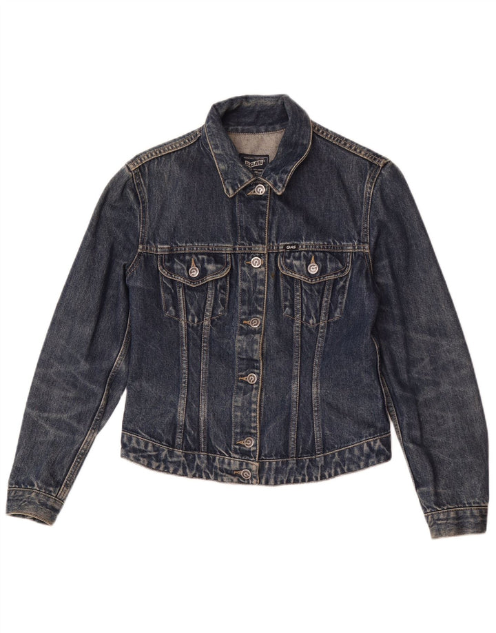 Gas Womens Crop Denim Jacke UK 12 Mittelblaue Baumwolle