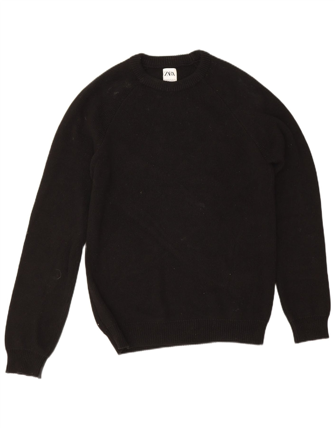 Zara Herren-Pullover mit Rundhalsausschnitt, mittlere schwarze Baumwolle