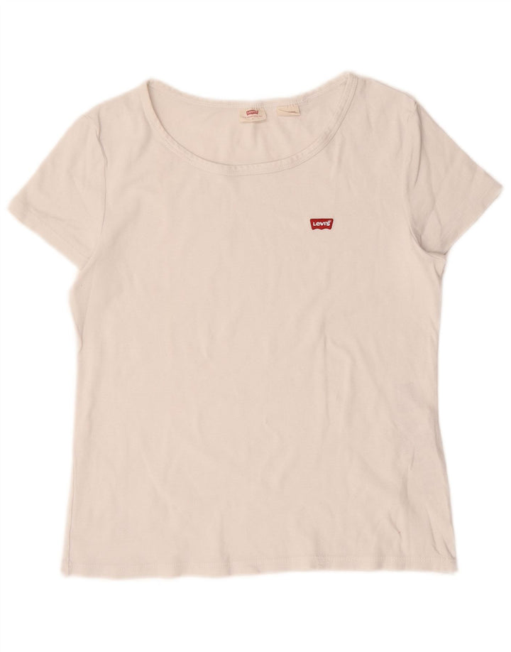 Levi's Damen T-Shirt Top UK 14 Large Weiße Baumwolle