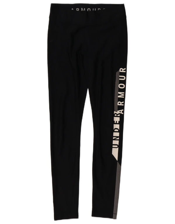 UNDER ARMOUR Damen Heat Gear Graphic Leggings UK 14 Medium Schwarz