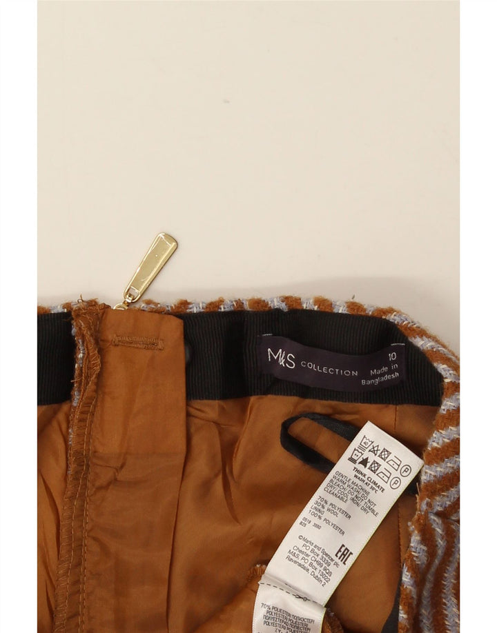 Marks & Spencer Damen Minirock UK 10 Small W30 Braunes Fischgrätenmuster