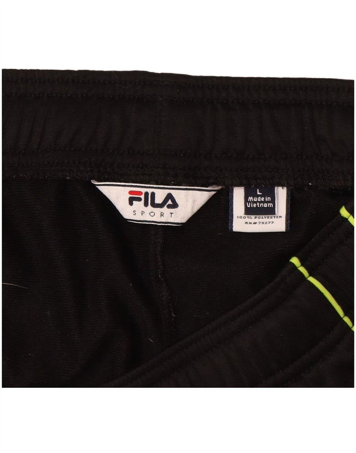 FILA Mens Tracksuit Trousers Large Black Colourblock Polyester