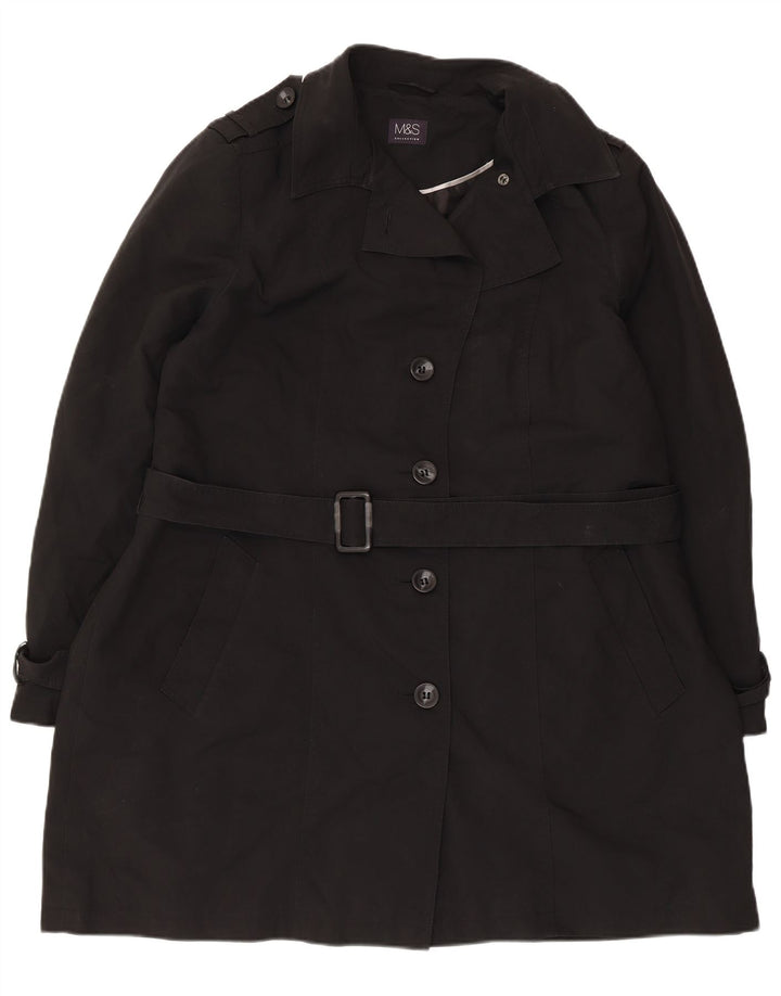 Zara Damen Trenchcoat UK 22 3XL Schwarz Polyester