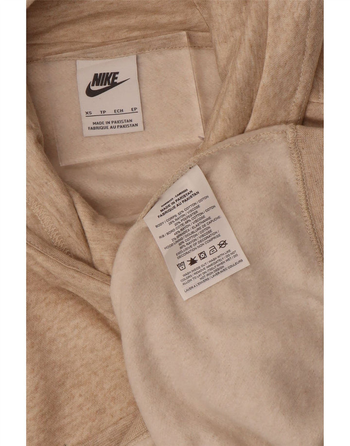 NIKE Damen Kapuzenpullover UK 6 XS Beige gefleckte Baumwolle