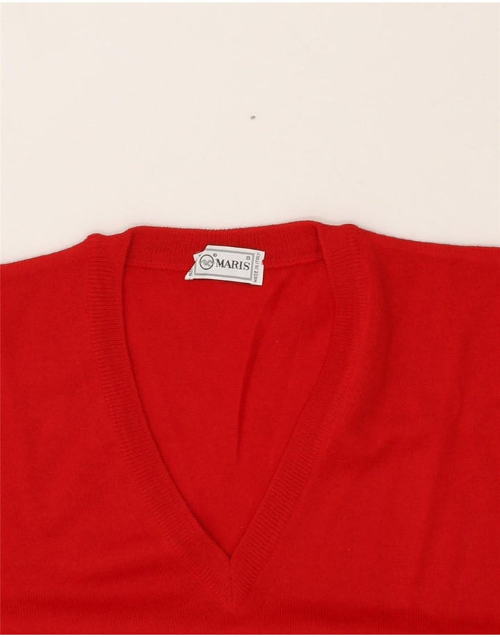 VINTAGE Mens V-Neck Jumper Sweater Large Red Vintage Vintage and Second-Hand Vintage from Messina Hembry 