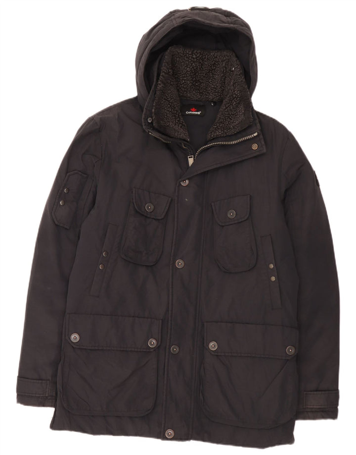 Canadiens Herren-Jacke mit Kapuze, gepolstert, Größe 48, mittelschwarz, Baumwolle