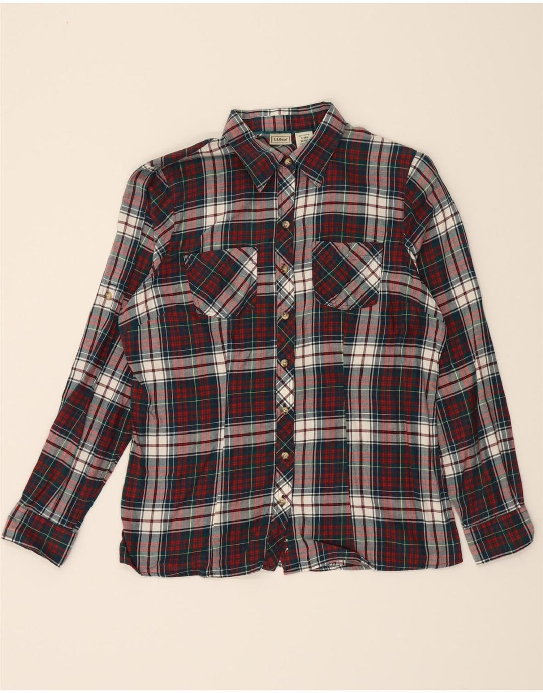 L.L.BEAN Womens Flannel Shirt UK 10 Small Multicoloured Check Cotton Vintage L.L.Bean and Second-Hand L.L.Bean from Messina Hembry 