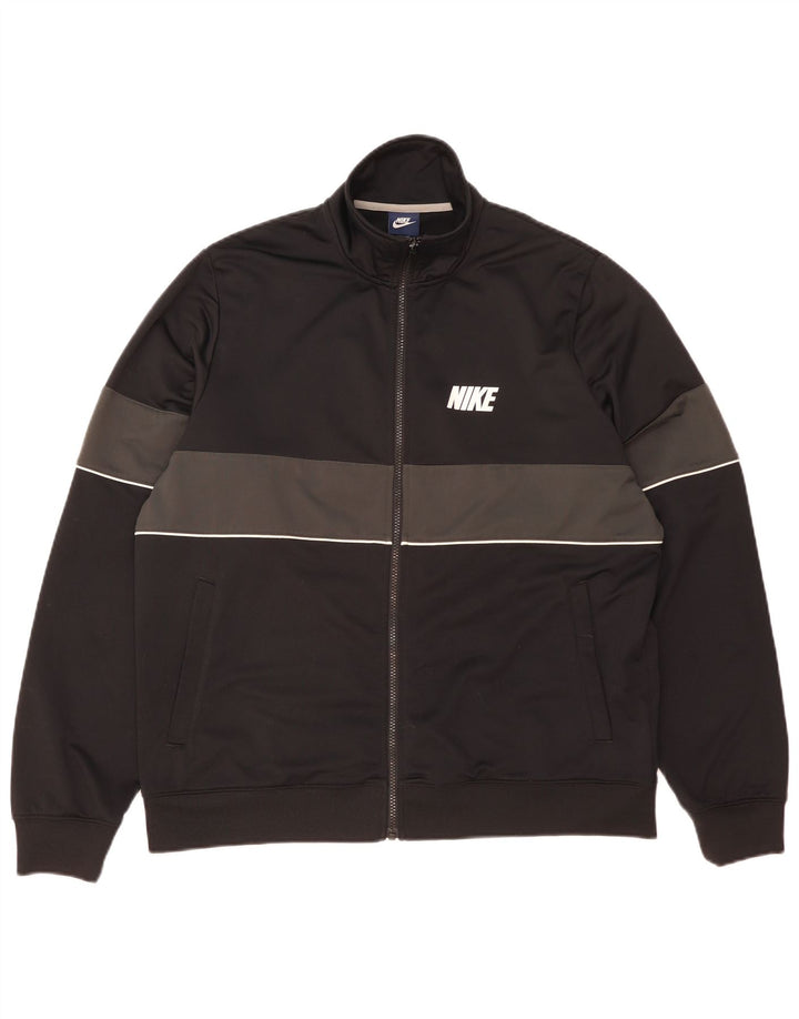Nike Herren-Trainingsanzugoberteil, XL, schwarzes Farbblock-Polyester