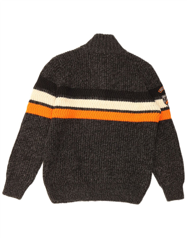 Superdry Herren-Pullover mit Reißverschluss am Hals, 2XL, grau gestreift, Acryl